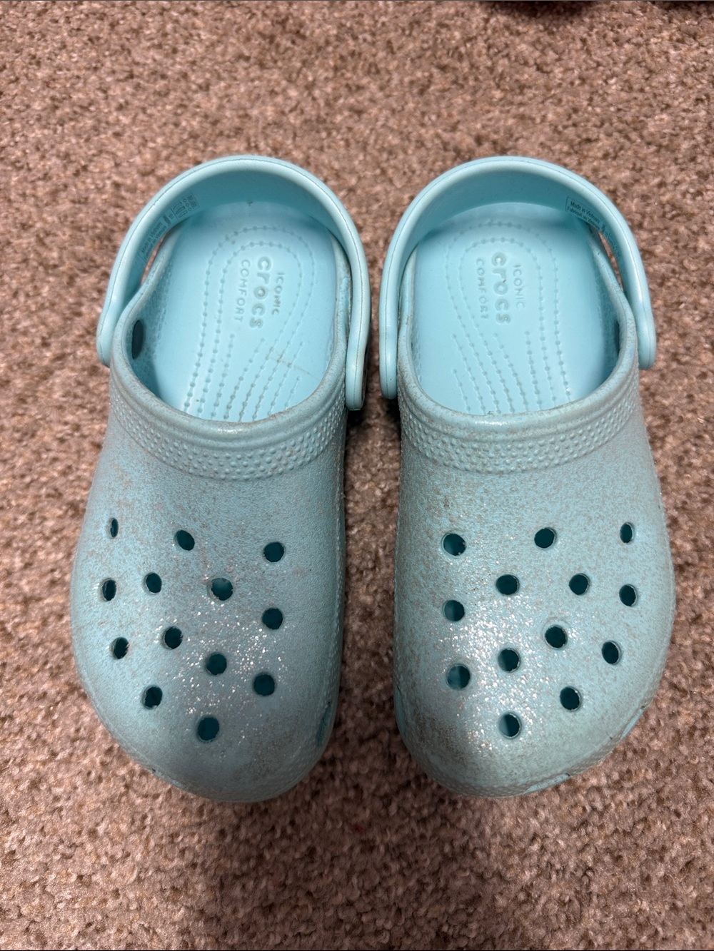 CROCS Kids Light Blue Glitter Classic Clog